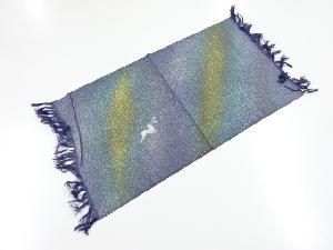 リサイクル　手織り紬のり散らしに兎模様卓布